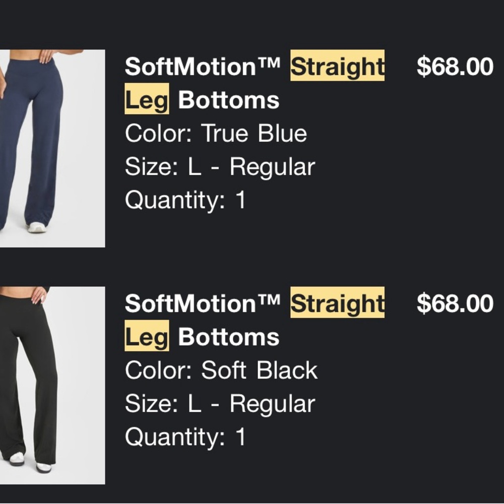 BUNDLE Oner Active SoftMotion Straight Leg Pants - True Blue and Soft Black